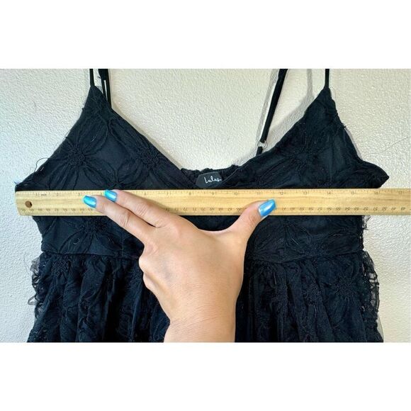 NWT Lulu's Radiate Elegance Black Floral Tulle Midi Dress - Picture 11 of 12